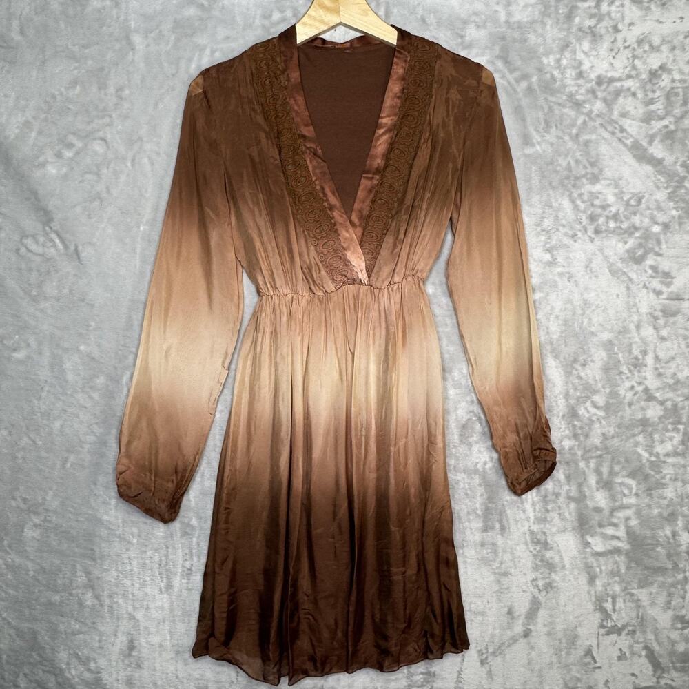 Scandal Dress Womens Small Ombre Long Sleeve Embroidered Boho Made Italy